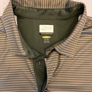Greg Norman Collection Men's Olive Striped Polo Golf Shirt XL